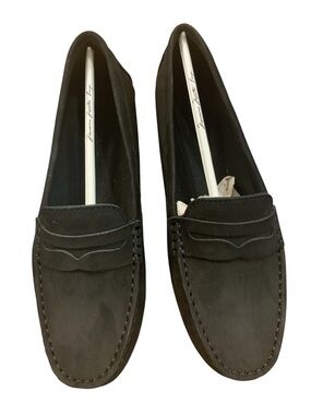 Massimo Matteo Penny Keeper Loafer,  Black Suede Nubuck 6.5 M
